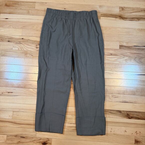 Zara Green Linen Pant Womens L Beachy Coastal Summer Spring Staple Capsule Boho - Picture 1 of 7